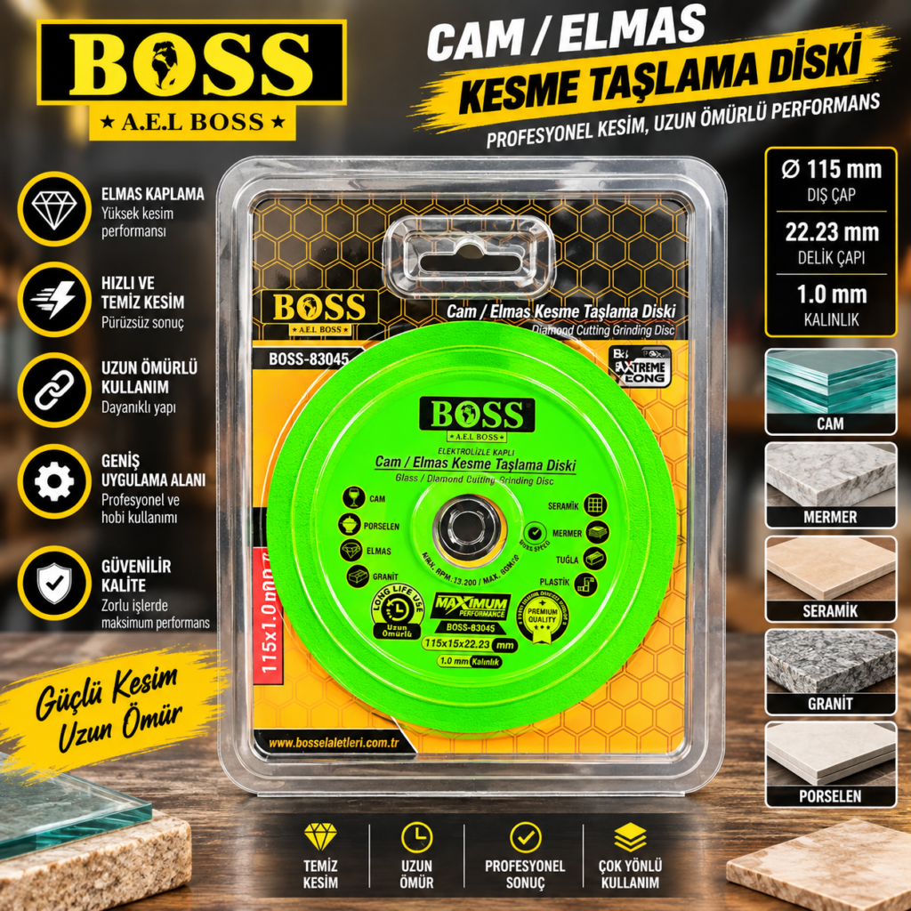 115 mm Elmas Cam Kesme Diski