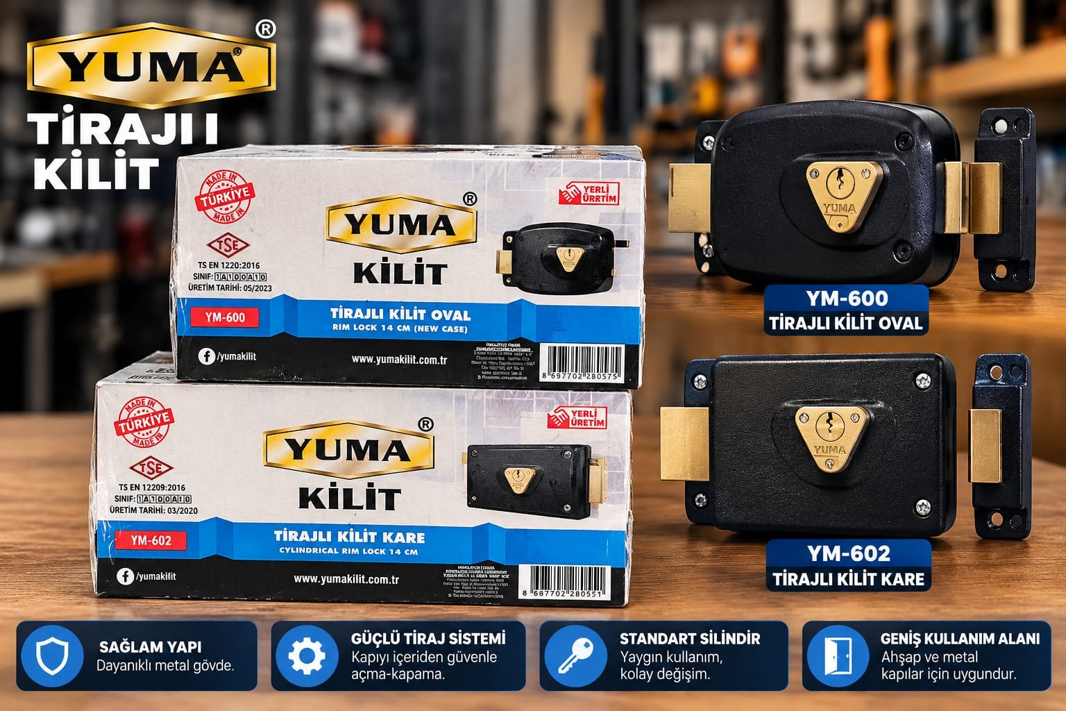 Yuma YM-600 oval ve YM-602 kare tirajlı kilit